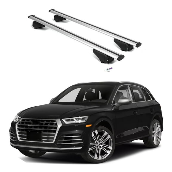 ERKUL Roof Rack Cross Bars for Audi SQ5 2018-2025 | Aluminum Crossbars with Anti Theft Lock for Rooftop | Compatible with Flush Rails - Silver