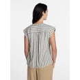 thumbnail image 4 of Time and Tru Women's Linen Blend Pintuck Top with Short Sleeves, Size XS-XXXL, 4 of 6
