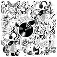thumbnail image 3 of 35pcs Monochrome Stickers Stationery Stickers Musical Headphones Waterproof Graffiti Vinyl Music Stickers for Laptops Notebooks Suitcases, 3 of 9