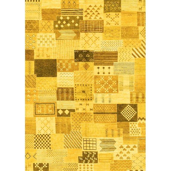 Ahgly Company Indoor Rectangle Abstract Yellow Modern Area Rugs, 6' x 9'