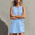 thumbnail image 5 of Bxsruta Womens Summer Dress Casual Sleeveless Sundress Button Front Mini Tunic Dresses with Pockets, 5 of 7
