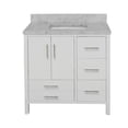 thumbnail image 2 of California 36" Bathroom Vanity with White Cabinet and Carrara Marble Top, 2 of 6