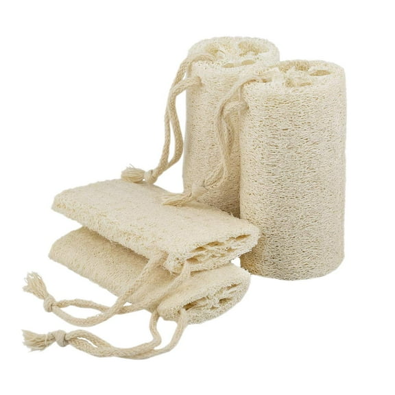 5" Natural Loofah Exfoliating Body Sponge Scrubber for Skin Care in Bath Spa Shower Pack of 4