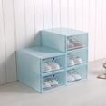 thumbnail image 2 of Becaristey 1pcs Foldable Clear Plastic Home Shoe Box Organiser Drawer Stackable Storage Box light blue, 2 of 6