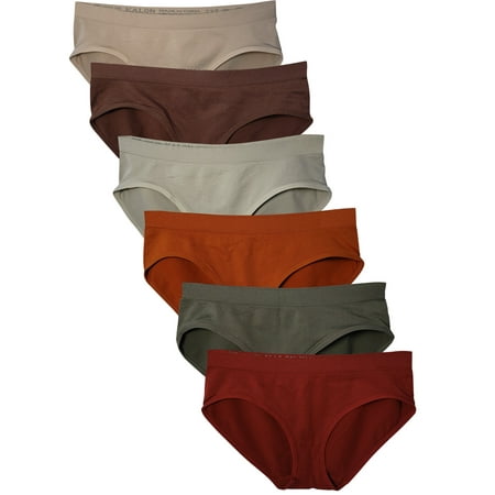 

Kalon Women s 6 Pack Hipster Brief Nylon Spandex Underwear (3X-Large Earth Tones)
