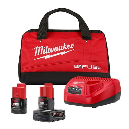 

Milwaukee M12 12V Kit w/ 6.0 Ah Battery 3.0 Ah Battery Charger Contractor Bag