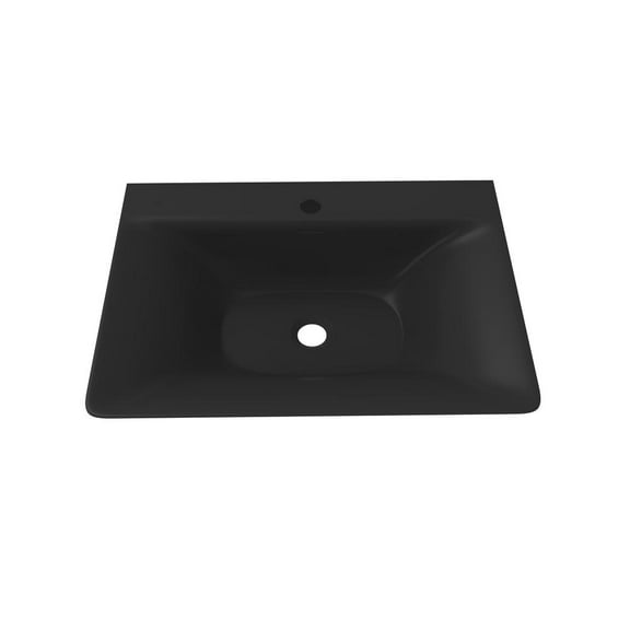 Castello USA Rectangular Wall Mount Bathroom Sink with Overflow in Black