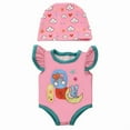 thumbnail image 3 of AlevRam 3 Pack 18 inch Doll Summer Outfits – Cute Bird and Cloud Print Dress, Bunny Sleeping on Moon Swimsuit with Swim Cap, Unicorn Print Romper – Fits for 18 inch Dolls, 3 of 7