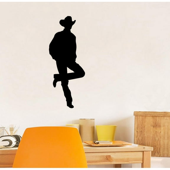 Tough Cowboy Attire Real Cowboy Boots Cowboy Hat SilhouetteVinyl Wall Art Wall Sticker Wall Decal Home Kids Room Study Room Boys Room Wall Décoration Design Wall Décor Decal Size (40x24 inch)