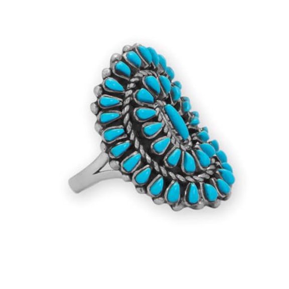 AzureBella Jewelry Arizona Turquoise Sunburst Design Ring Sterling Silver - Handmade in the USA (6)