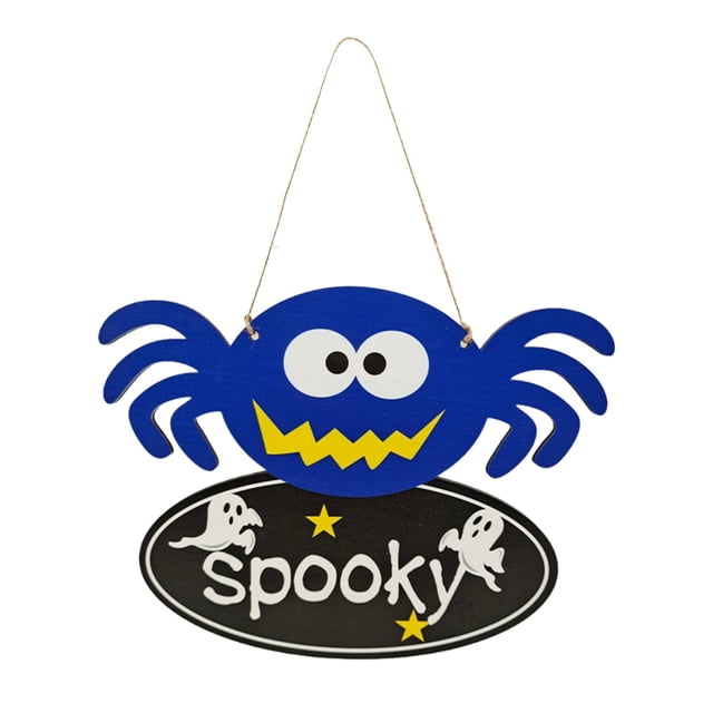 Decoración al aire libre de Halloween Adornos colgantes Accesorios de fotos con cuerda Horror Patrón clásico Letrero de madera de Halloween para 18cmx23cm Soledad Letreros de jardín de Halloween