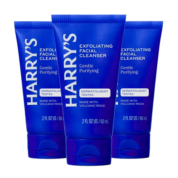 Face Wash Harry's Exfoliante para hombre, 60 ml, paquete de 3