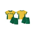 thumbnail image 2 of BemeyourBBs Toddler Baby Boy Game Day Football Outfit Infant Baby Boys Summer Clothes 6 12 18 24 Months 2 3 4 Years Short Sleeve Soccer Letters Print T Shirt Tops with Shorts 2Pcs Set, 2 of 9