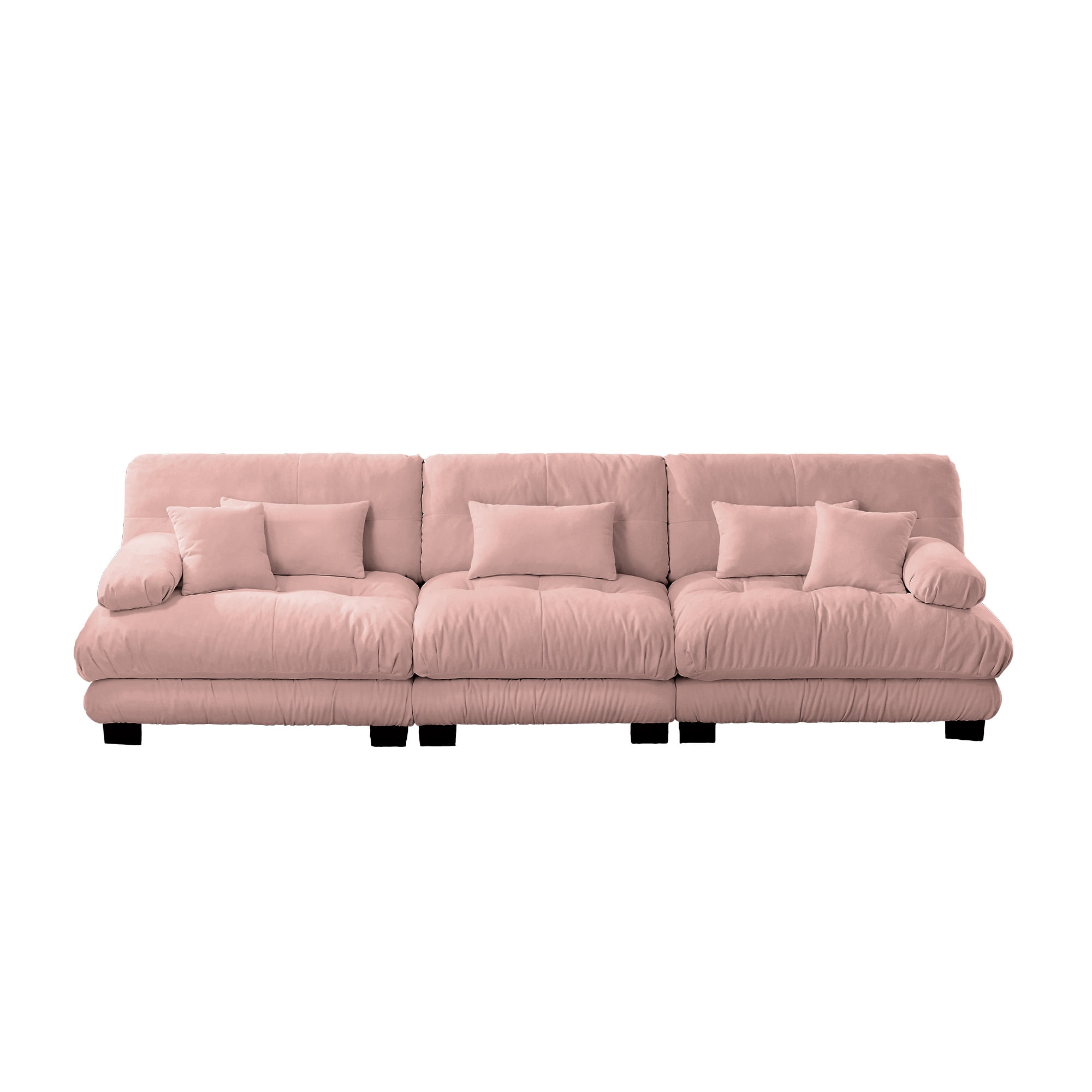 Gewnee Deep Seat 3-Seater Pink Chenille Sectional Sofa Modular Sofa Couch , Soft Comfy Upholstered Furniture for Living Room