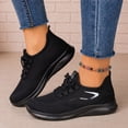thumbnail image 6 of QWKLEAJ Lightweight Mesh Sneakers for Women Breathable Knit Lace Up Walking Shoes Non Slip Shock Absorbing Casual Running Shoes for Gym Outdoor Daily Wear Black 10, 6 of 6
