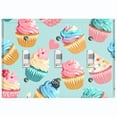 thumbnail image 1 of Metal Light Switch Plate Cover Colorful Doughnut Cupcake Ice Cream Collage Teal CAK044, 1 of 13