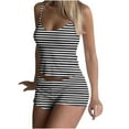thumbnail image 3 of Wiyuqeen Pajamas for Women Set Two Piece Sleeveless Crop Top and Shorts Cute Striped Print Lounge Cami Pj Set Sleepwear Loungewear, 3 of 9