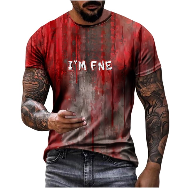 T-Shirt Imprimé d'Halloween pour Homme, Haut Décontracté à Manches Courtes et Col Rond pour Fête et Usage Quotidien, T-Shirt Graphique Festif en Polyester Doux