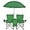 Green, variant on GoTEAM! Portable 2-Seat Folding Camp Chair with Cooler, Umbrella & Cup Holders – Outdoor Picnic, Beach, or Tailgate Seating – Carry Case Included
