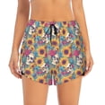 thumbnail image 2 of Yiaed colorful Skull sunflower Print Women's Running Shorts with Liner 3 Zipper Pockets Elastic Workout Athletic Gym Yoga Shorts-XX-Large, 2 of 7