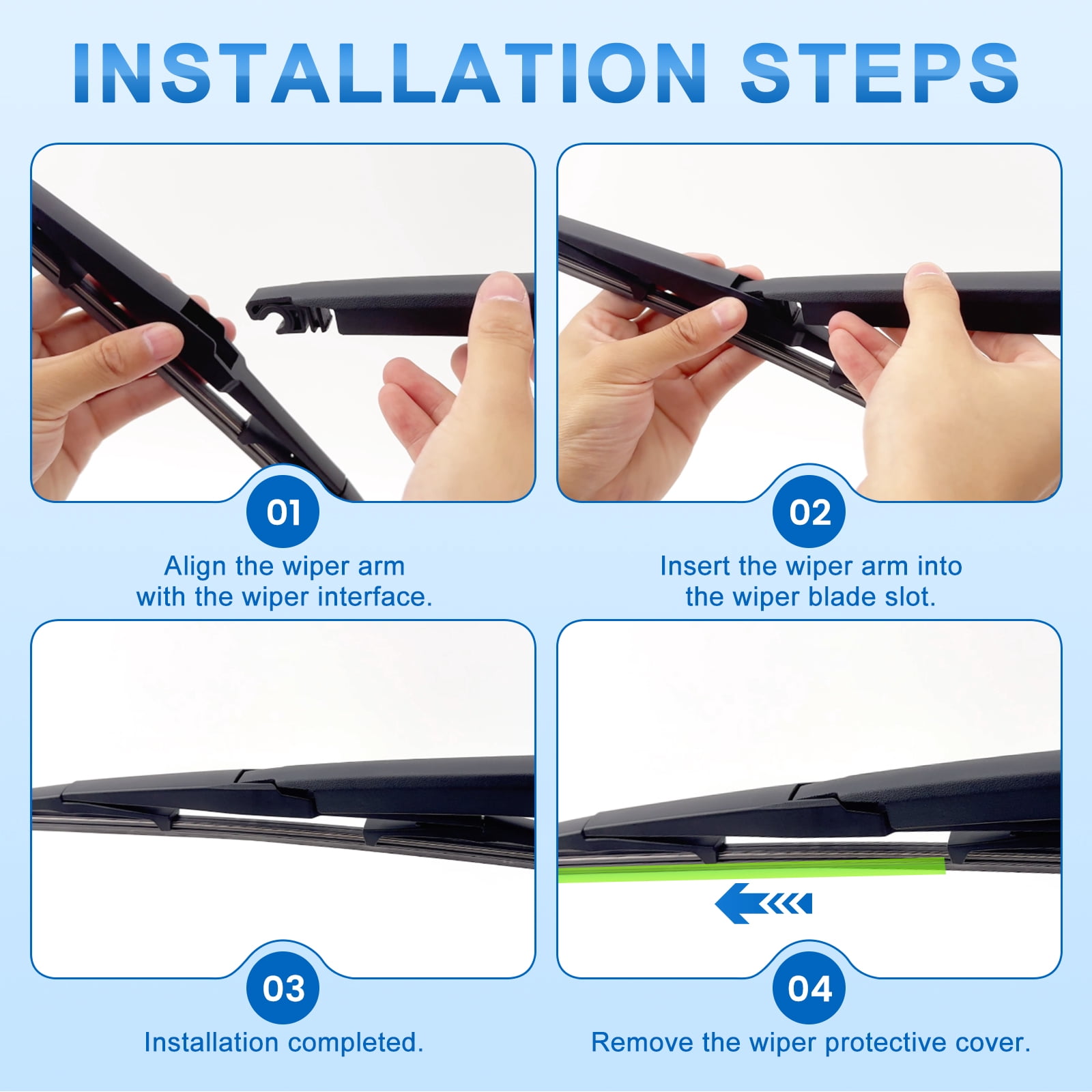 WBULTRA 26" 18" 14" All-Season Beam Windshield Wiper Blades - Silicone, Quiet & Streak-Free - Pack of 3