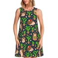 thumbnail image 1 of Disketp Cute Hedgehogs Cactus Blue para Vestido sin Mangas para Mujeres, Vestidos de Verano para Mujeres, Casual y Holgado para la Playa, 1 of 7