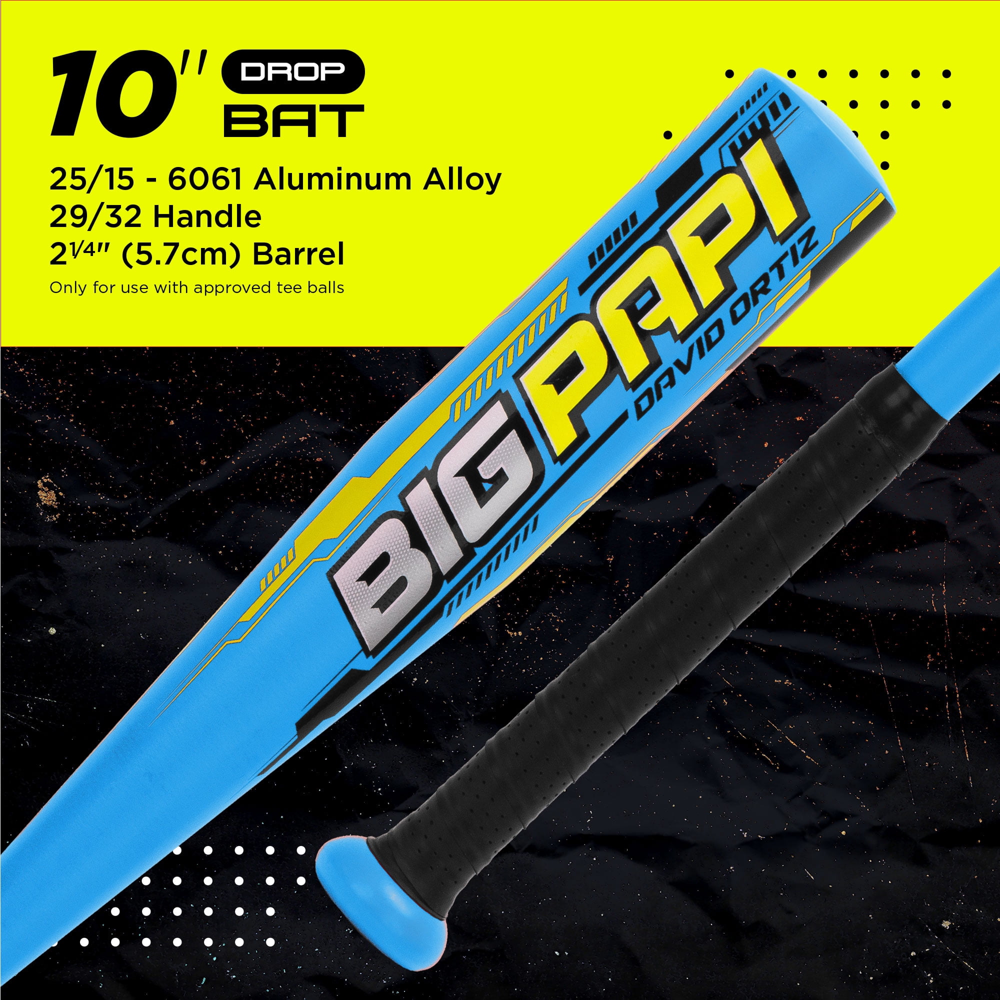 Ortiz34 Youth T-Ball Set, 25" Aluminum Bat (-10 Drop), Foam Core T-Ball, 9" Lightweight Glove, Graffiti Print