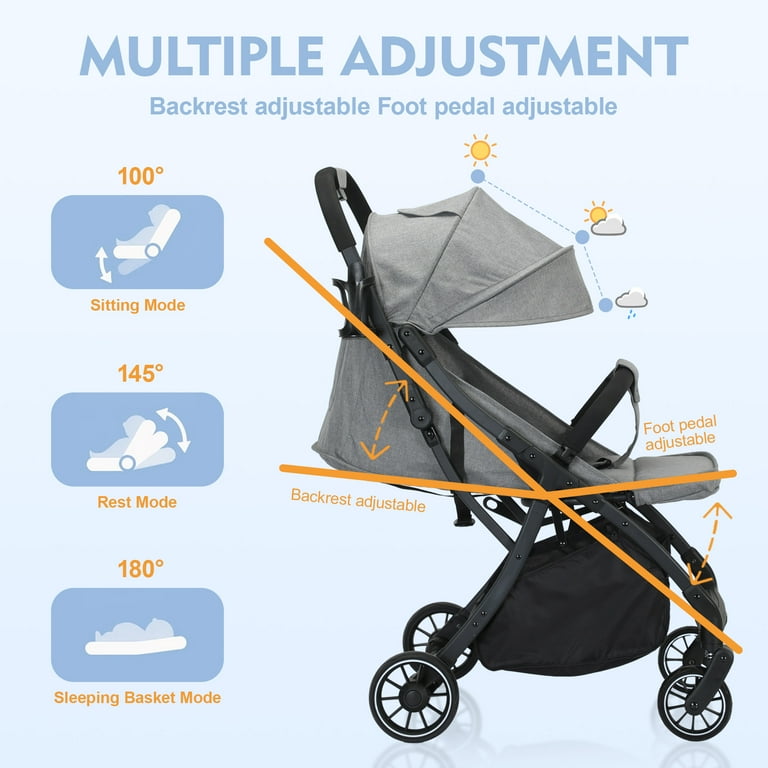 Baby Toddler Travel Stroller 2 in 1 Convertible Lightweight Reversible Bassinet Pram Walmart