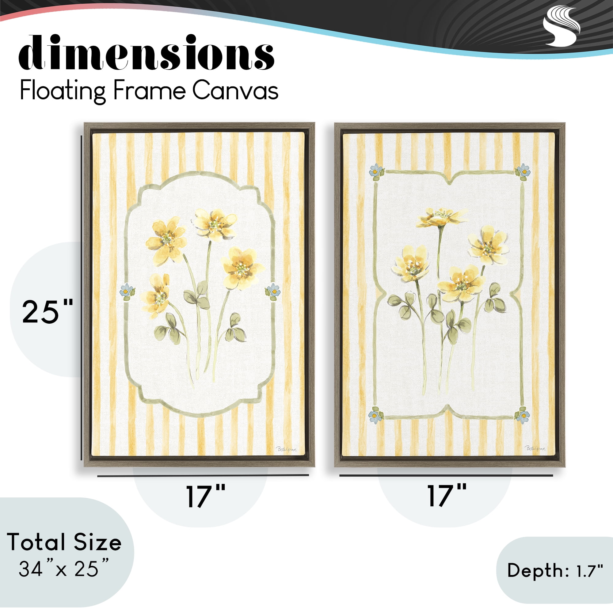 Stupell Industries Sweet Honey Blooms 2 Piece Brown Framed Floater Canvas Set, design by Beth Grove
