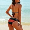 thumbnail image 2 of Musical Notes Red And Black Background Women's Bikini V Neck Swimsuit Set 2 Piece Over Size Bathing Suit Side Triangle Bathing Suit, 2 of 9
