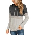 thumbnail image 1 of Women's Color Block Hoodies Fall Long Sleeve Sweatshirt Casual Drawstring Pullover Tops Striped Tunic Shirts, 1 of 5
