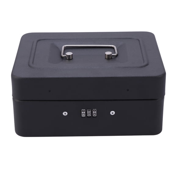 SHISUYAN Cash Box with Combination Lock Thicken Durable Cash Box Safety Box Cash Store Cashier Box (Size M, Black)