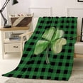 thumbnail image 4 of Throw Blanket Fleece Throw Blanket 40x50in, St. Patrick's Day Shamrock Soft Lightweight Bed Blankets Green Black Buffalo Plaid Fuzzy Couch Blankets for All Season, 4 of 9
