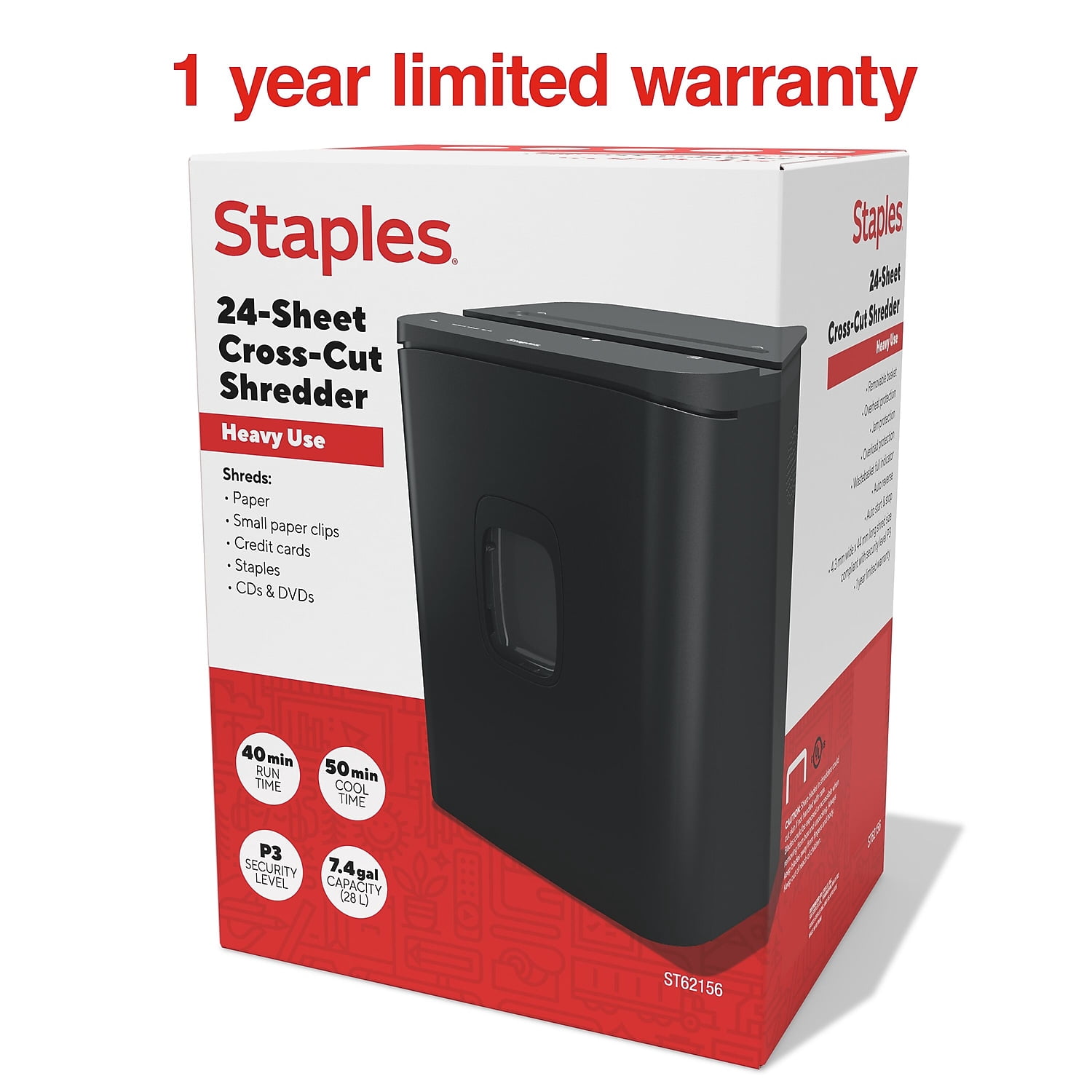 Staples 24-Sheet Cross-Cut Multi-Media Shredder (ST62156)