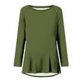 thumbnail image 5 of AherBiu Hauts à Manches Longues pour Femmes Coupe Ample Décontractée Col Rond Tuniques Automne T-Shirts Unis, 5 of 5