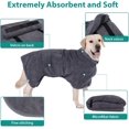 thumbnail image 3 of Bata de baño para perros de microfibra superabsorbente, toalla de baño para perros de secado rápido, bata de baño ajustable para perros (gris, m), 3 of 5