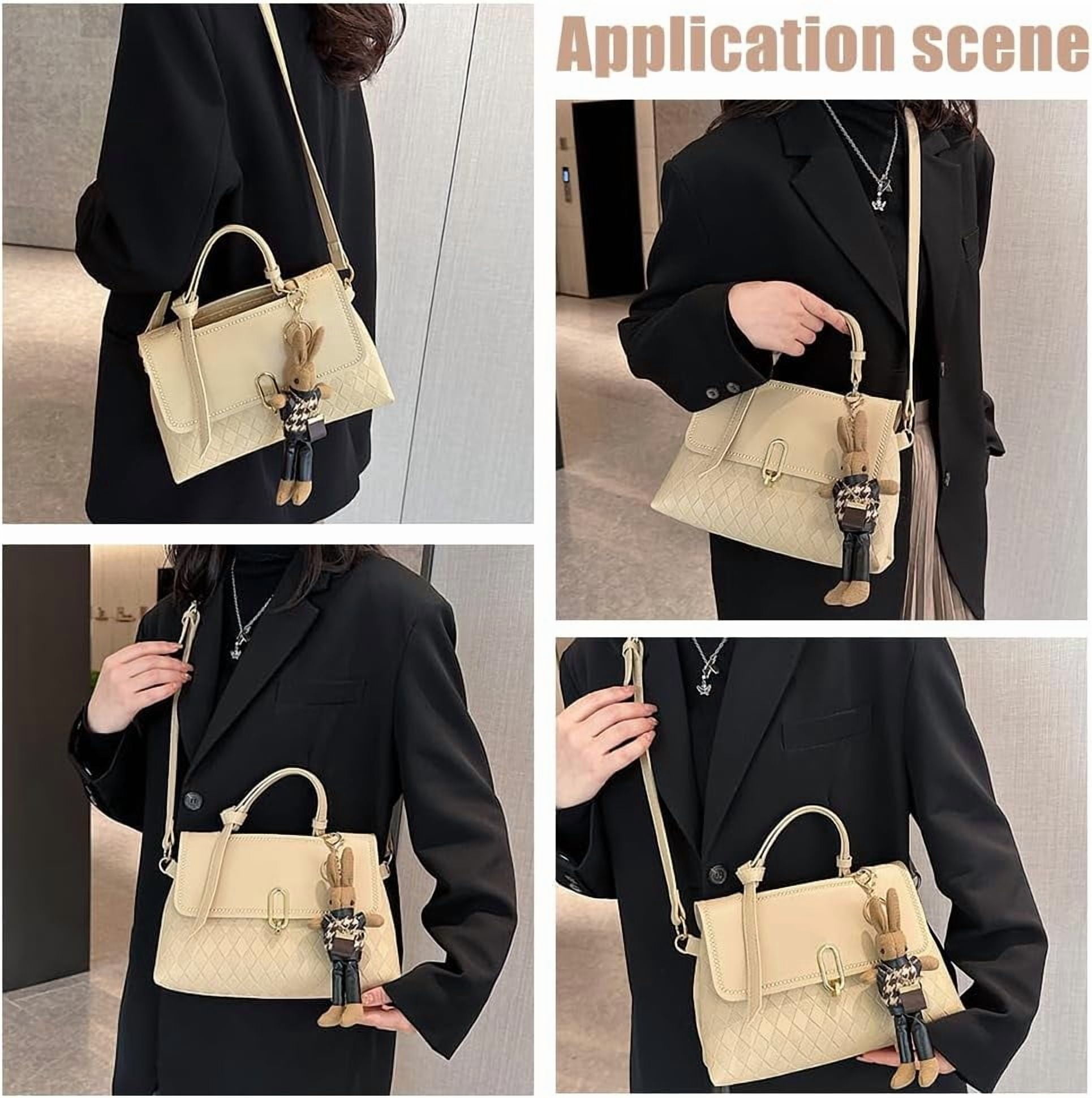 1set PU Leather Knitting Crochet Bags with Bottom and Shoulder Strap for Craft Shoulder Bags Accessories Wheat 400x400x1mm