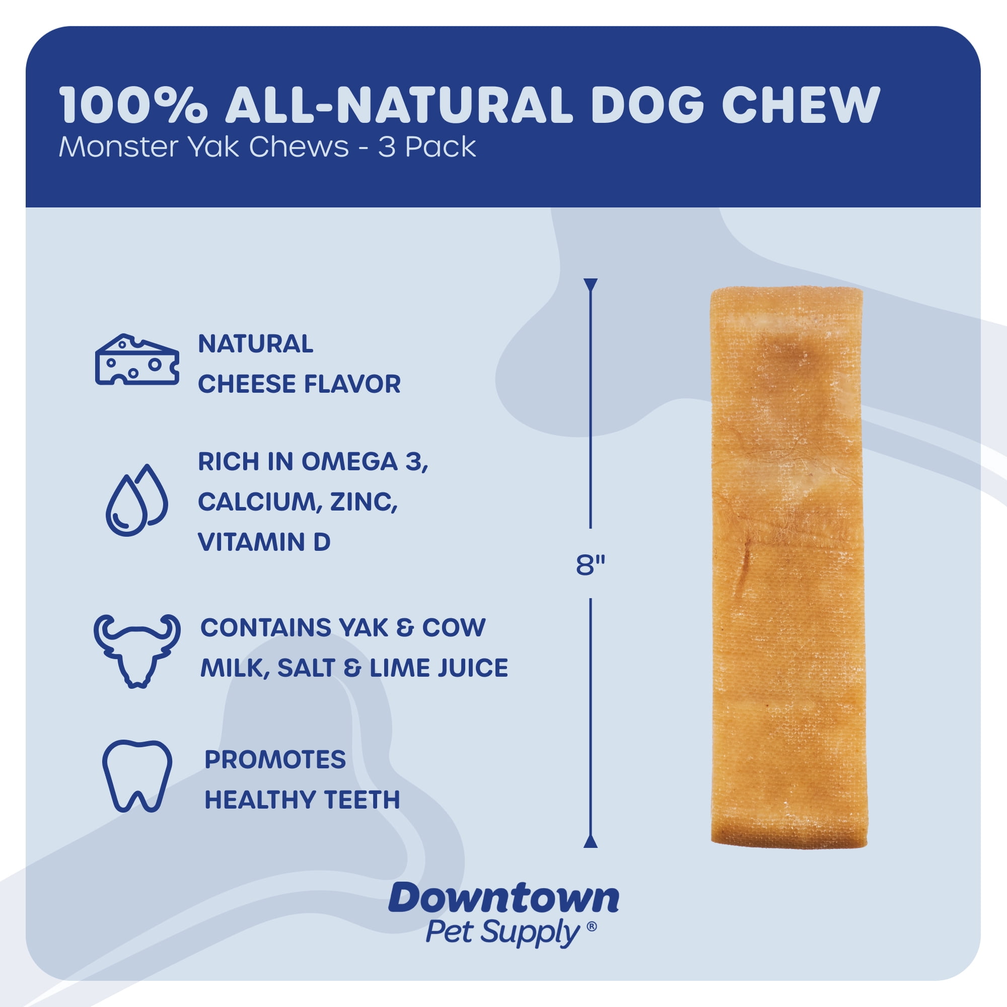 Downtown Pet Supply Bully Sticks For Dogs & Yak Chew Dog Treats 3 Pack Rawhide Free