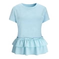 thumbnail image 5 of Aboser Women's Summer Short Sleeve T-Shirts 2026 Peplum Babydoll Tunic Tops Dressy Casual Ruffle Hem Shirt Casual Crew Neck Blouses, 5 of 9