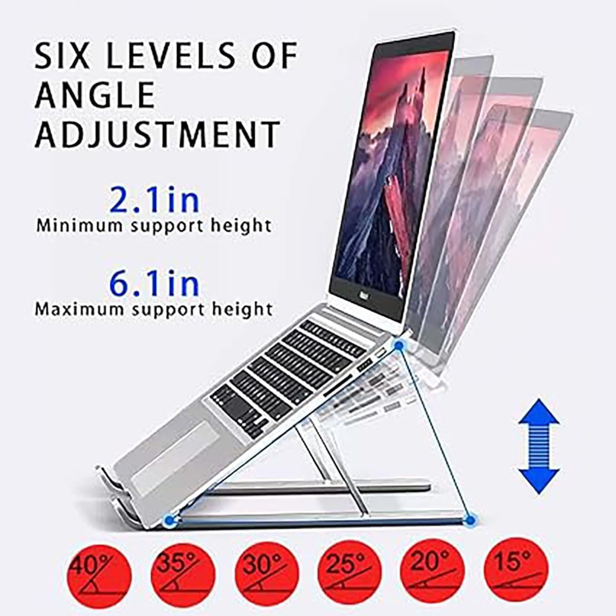 NEOYFC for  Stand for Dell Inspiron 16 15 13 14 12 17 inch Laptop, Ergonomic 6-Levels Angles Adjustable Computer Stand, All Aluminum Laptop Stand