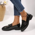 thumbnail image 6 of Pennysue Women's Patent Leather Loafers with Decorative Buckle Round Toe Chunky Heel Slip On Casual Dress Shoes for School Work Daily Wear, 6 of 6