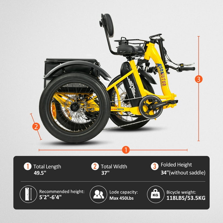 Addmotor Electric Trike 750W Foldable Electric Tricycle Folding Electric Trike for Adults 48V 20Ah Removable Battery 20