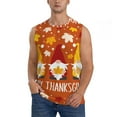 thumbnail image 2 of Lsque Happy Thanksgiving Three Gnomes Print Men's Cotton Blend Sleeveless Muscle Shirts (S-3XL)- Moisture Wicking, Odor Protection, UPF 30+,Large, 2 of 8
