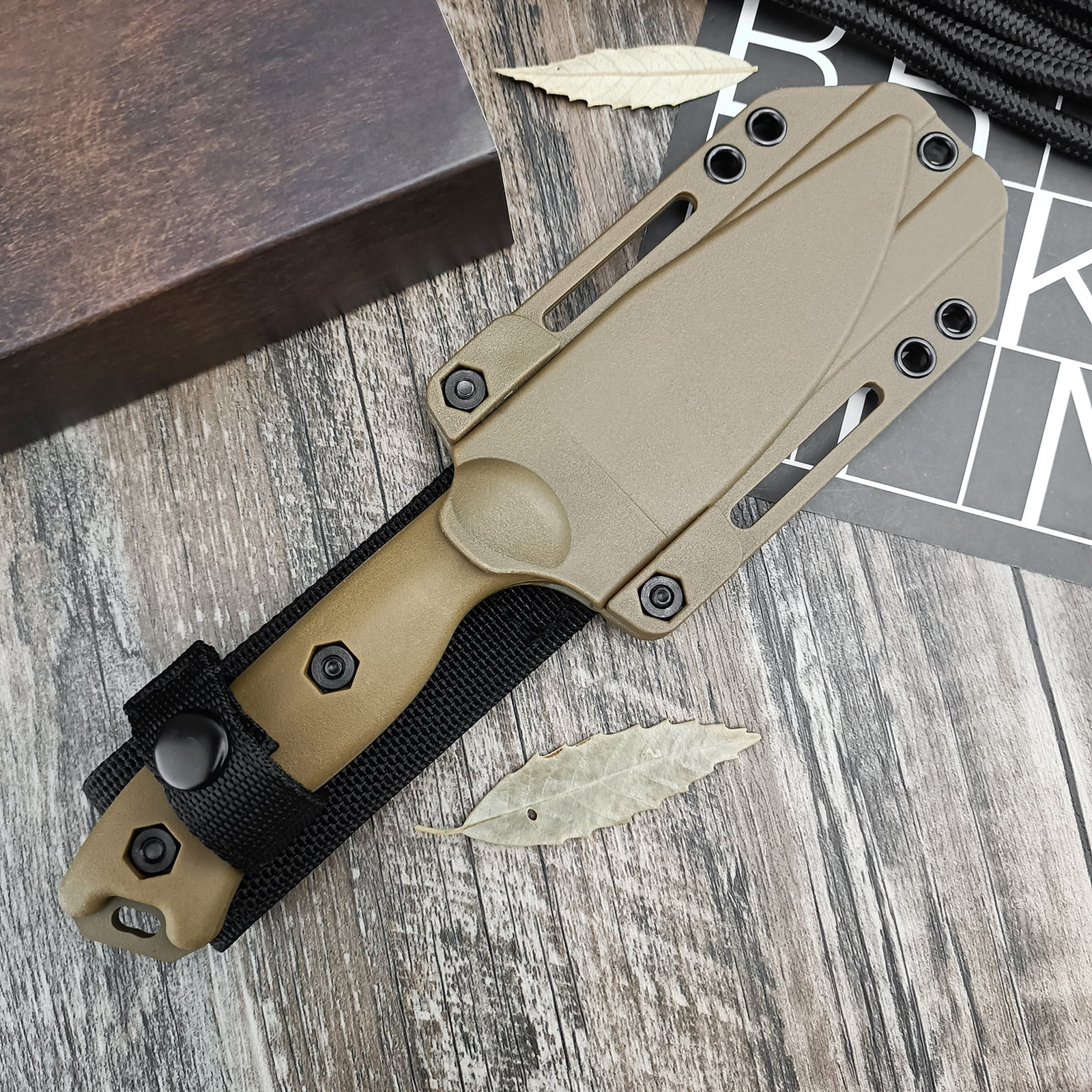 9.3 In Fixed Blade Knife, Full Tang Survival Knife with Sheath, Camping and Bushcraft Knife