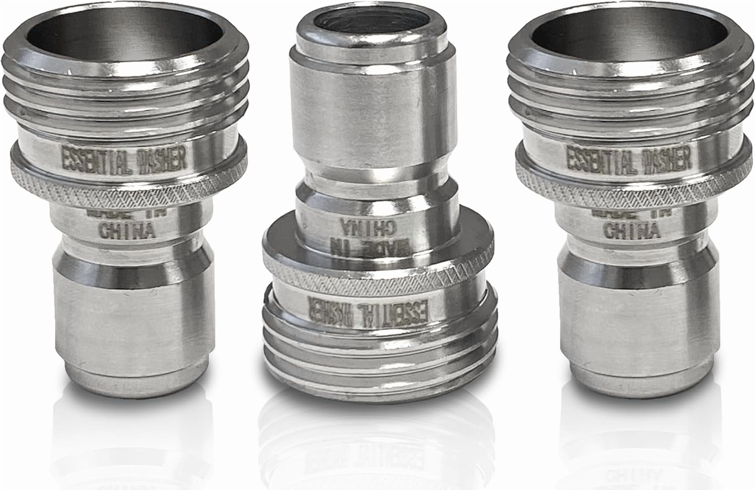 HRTGFD-Essential Washer ¾” Stainless Steel Garden Hose Quick Connect Fittings | Plug Set of 3