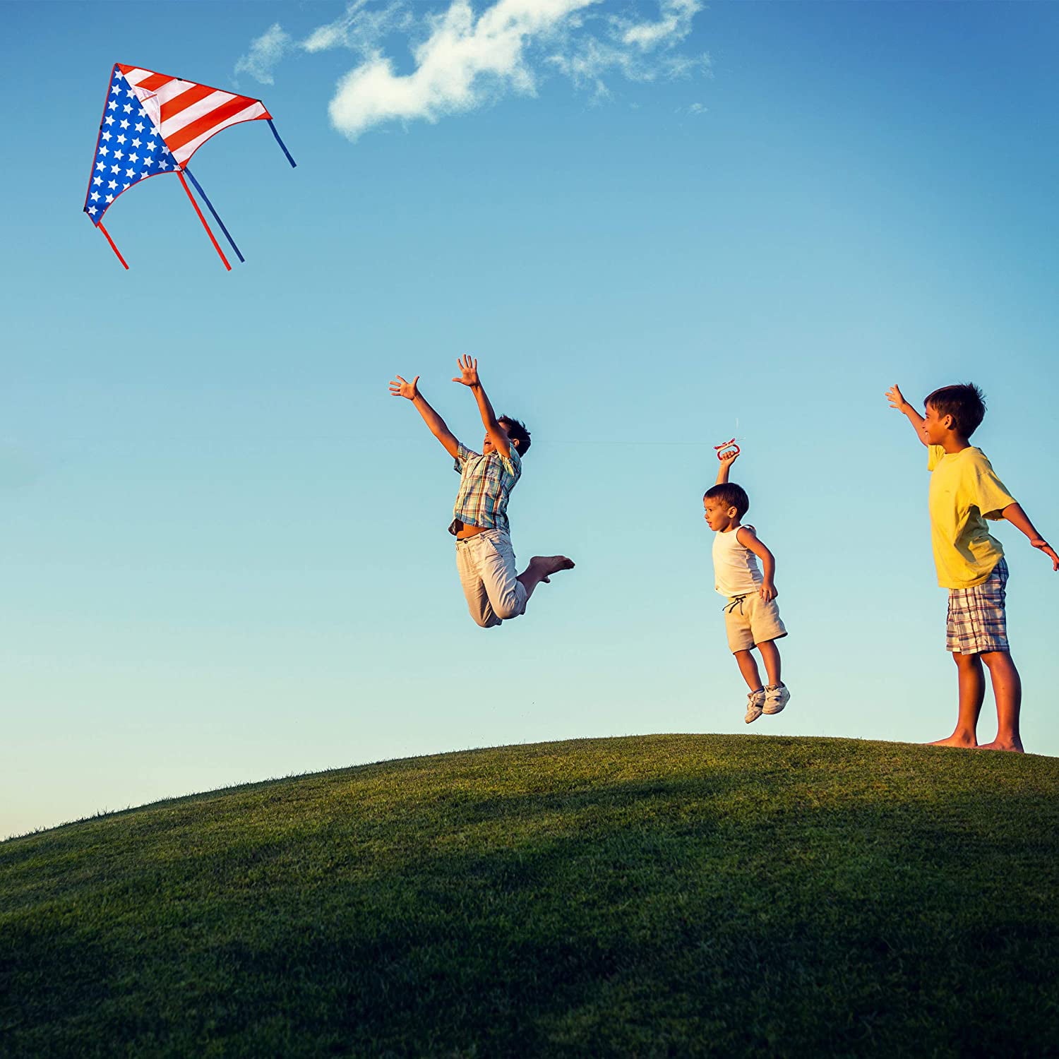NEW American USA Parafoil Patriotic Kite Fun Nylon Social Distancing Toy! 