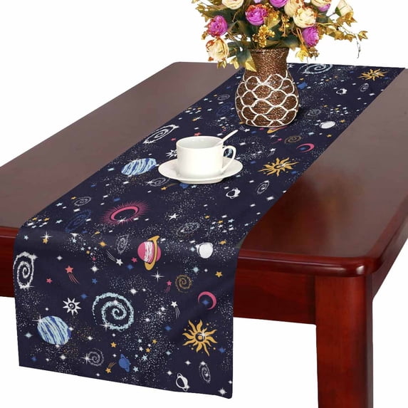 MKHERT Galaxy Nebula Universe Table Runner, Starry Night Table Cloth Runner for Wedding Party Banquet Decoration 16x72 inch