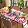 thumbnail image 3 of Sweet Shop Words Table Cloths for 3 Foot Rectangle Tables, Candyland Colorful Lollipop Potatoes Patio Waterproof Elastic Fitted Tablecloths, Washable Rectangular Table Cover for Camping, 3 of 8