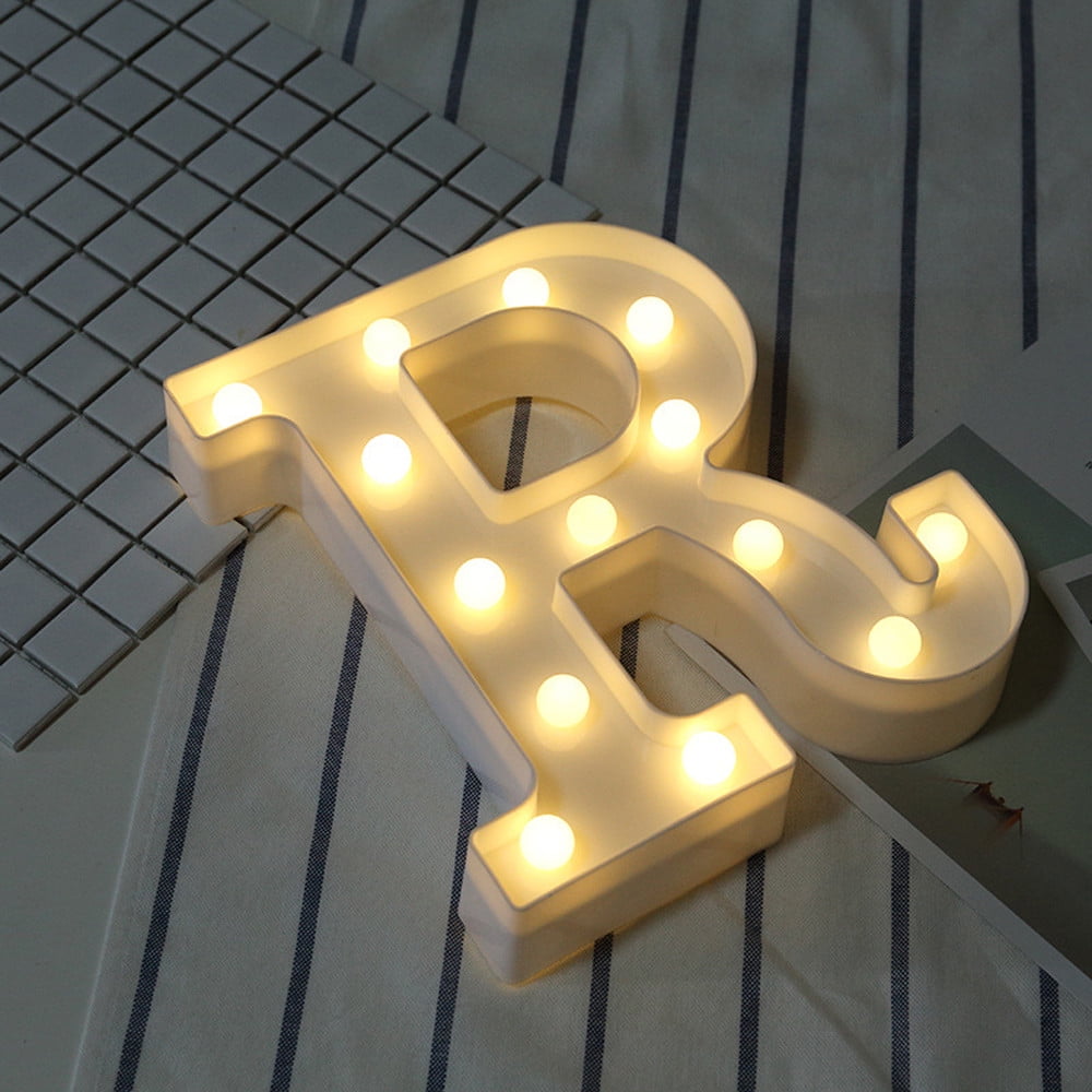 ALPHABET LETTER LED LIGHT UP NUMBERS WHITE PLASTIC LETTERS STANDING Decoration 