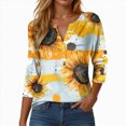 thumbnail image 2 of Towmus Womens 3/4 Length Sleeve Cotton Tops Summer Casual Short Sleeve Button V Neck Shirts Basic Loose Tunic Tops Blouse, 2 of 5